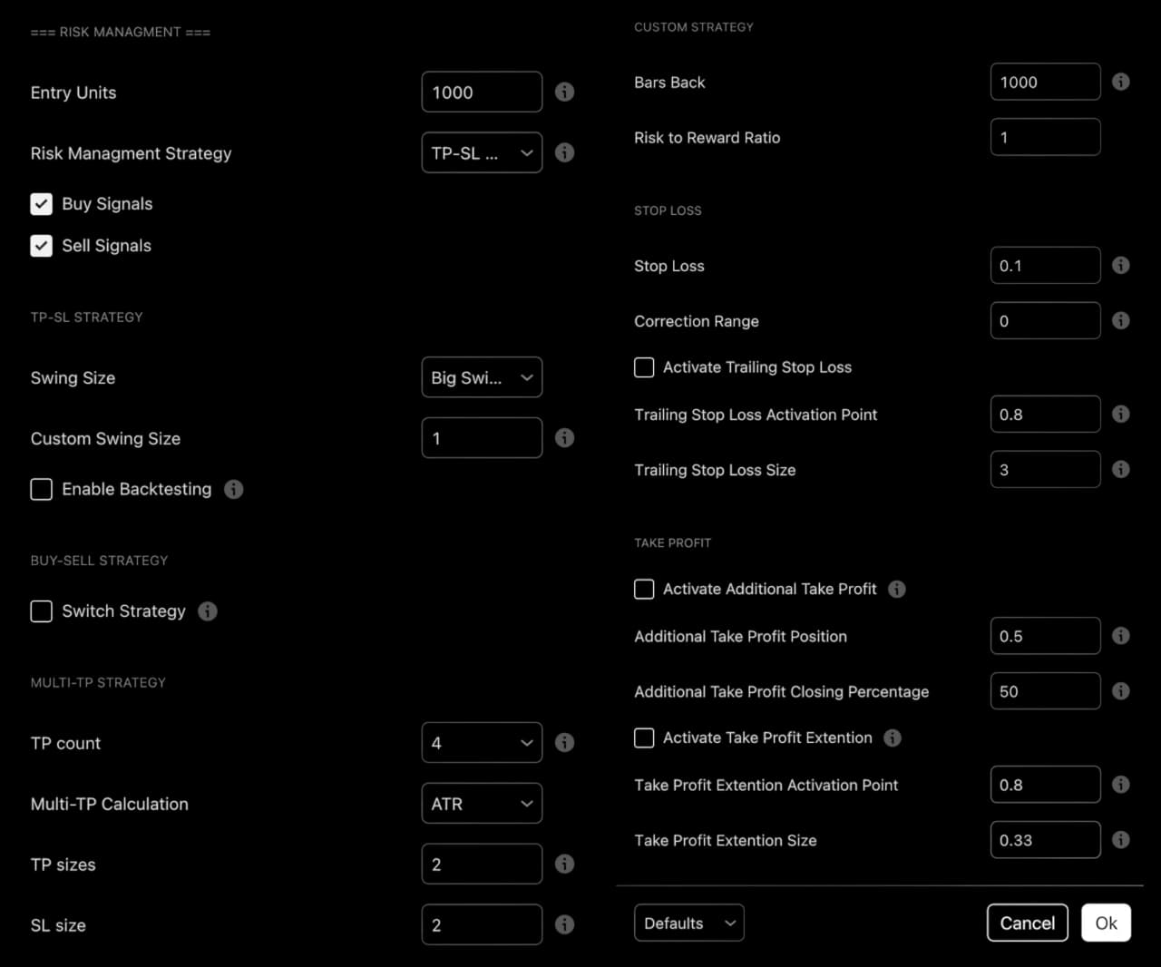 OptiTrade AI Risk Management Settings